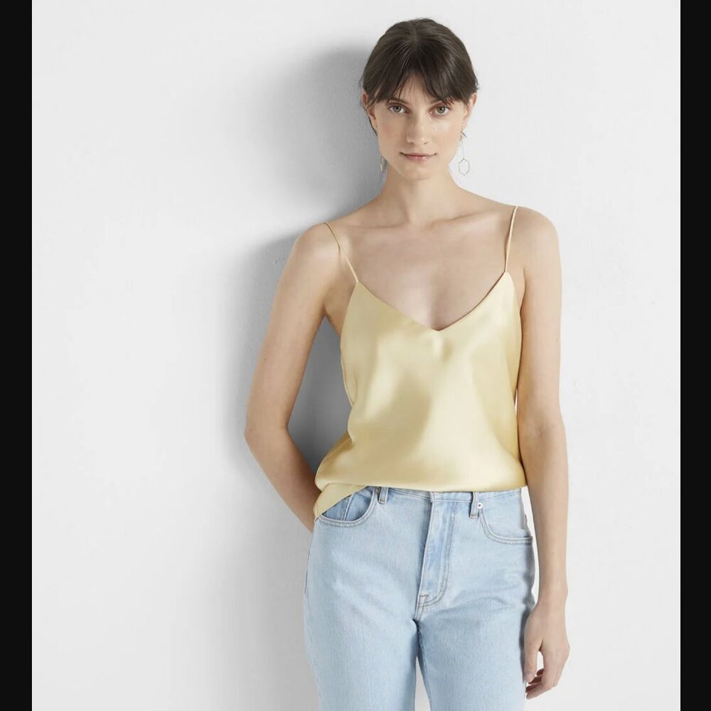 Club Monaco Satin Camisole Pale Butter Yellow Size Small